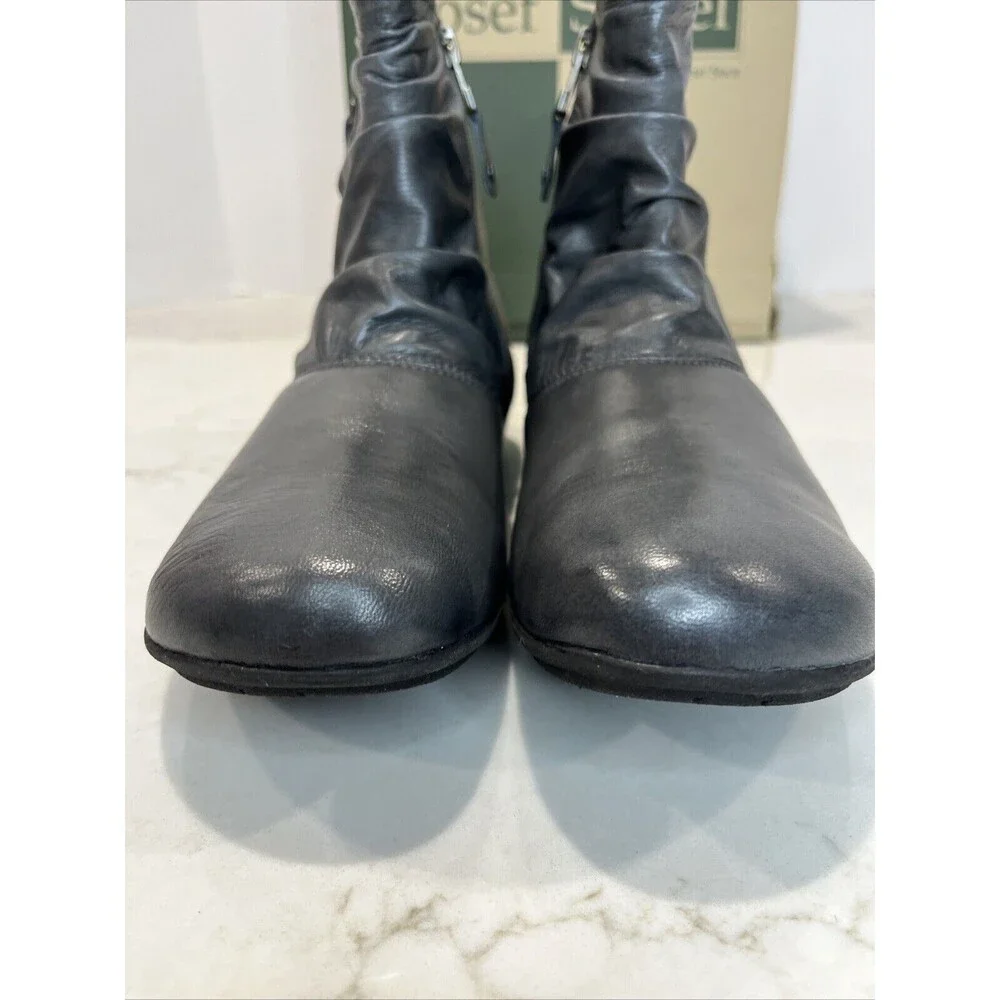 Josef‎ Seibel NEW Gray Leather Side Zip Ankle Boot Bootie EU 37 US 6-6.5 Comfort